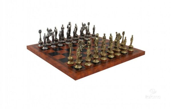 Jeu d'Échecs Napoléon - Échiquier en similicuir & Pièces en métal