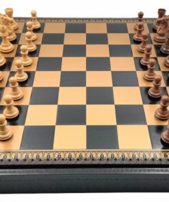 Jeu d'Échecs Classique - Échiquier - Backgammon et Jeu de dames en similicuir & Pièces d'échecs en bois