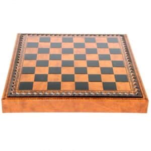 Jeu d'Échecs Camelot - Échiquier et jeu de dames en similicuir avec rangement & Pièces en métal