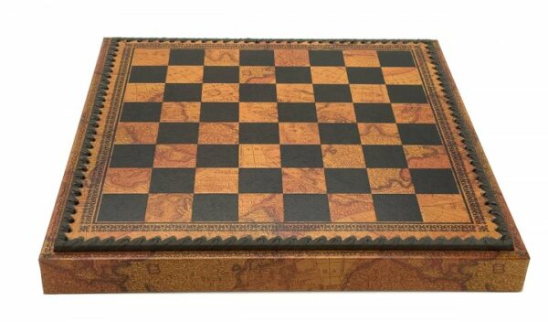 Jeu d'Échecs Flowered - Échiquier - Backgammon et Jeu de dames en similicuir avec rangement & Pièces d'échecs en métal