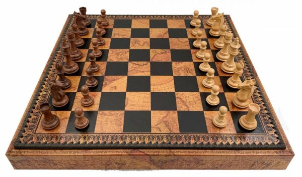Jeu d'Échecs Classique - Échiquier - Backgammon et Jeu de dames en similicuir avec rangement & Pièces d'échecs en bois