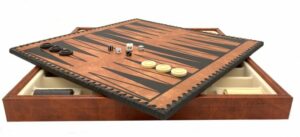 Jeu d'Échecs Egyptien - Échiquier - Backgammon et Jeu de dames en similicuir & Pièces en métal