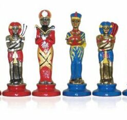 Jeu d'Échecs Egyptien - Échiquier - Backgammon et Jeu de dames en similicuir & Pièces en métal