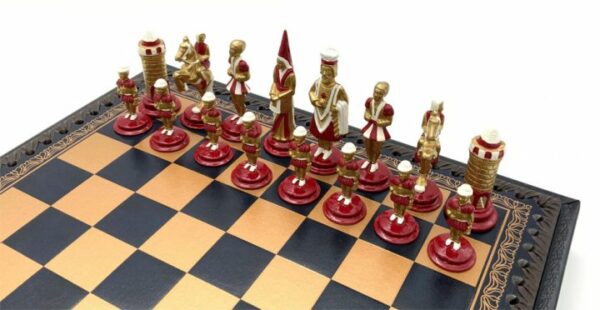 Jeu d'Échecs Camelot - Échiquier en similicuir avec rangement & Pièces en métal