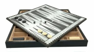 Jeu d'Échecs Classique - Échiquier et Backgammon à rangement en similicuir & Pièces en bois et métal