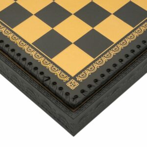 Jeu d'Échecs Arabesque - Échiquier - Backgammon et Jeu de dames en similicuir & Pièces d'échecs en métal