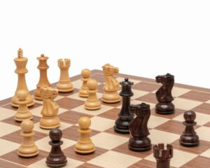 Jeu d'échecs Classic Staunton de luxe - Échiquier en bois de rose et noyer & Pièces en Acacia et Bois de Buis