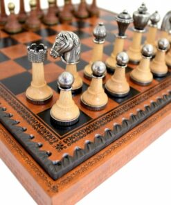 Jeu d'Échecs Classique - Échiquier - Backgammon et Jeu de dames en similicuir avec rangement & Pièces en bois et métal