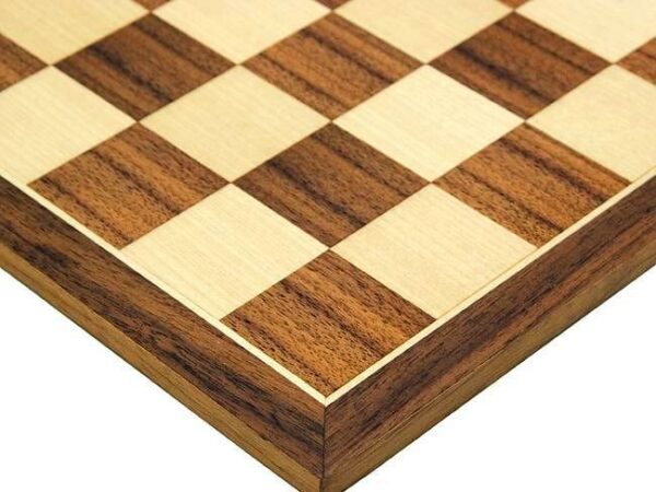 Ensemble "Academy Medium" Echiquier en Bois de Noyer et d'Erable & Jeu d'Echecs en Bois de Rose