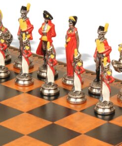 Jeu d'Échecs Napoléon - Échiquier - Backgammon et Jeu de dames en similicuir & Pièces en métal