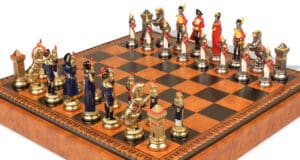 Jeu d'Échecs Napoléon - Échiquier - Backgammon et Jeu de dames en similicuir & Pièces en métal