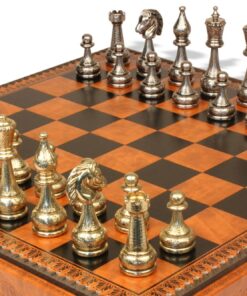 Jeu d'Échecs Flowered - Échiquier - Backgammon et Jeu de dames en similicuir & Pièces d'échecs en métal