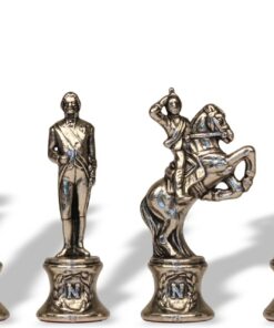 Jeu d'Échecs Napoléon - Échiquier en bois de Bruyère et Bois d'Orme avec tiroir & Pièces en métal