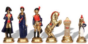 Jeu d'Échecs Napoléon - Échiquier en bois de Bruyère et Bois d'Orme avec tiroir & Pièces en métal