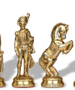 Jeu d'Échecs Napoléon - Échiquier en bois de Bruyère et Bois d'Orme avec tiroir & Pièces en métal